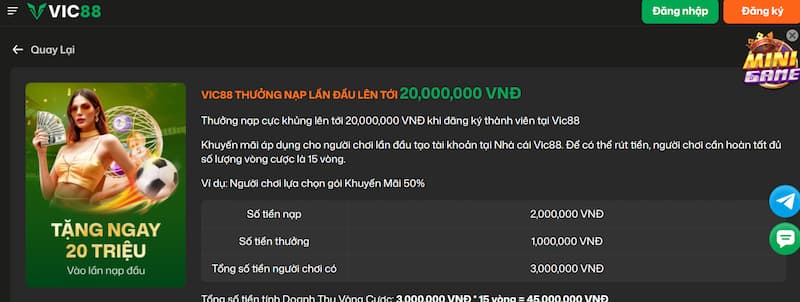 Khuyến mãi 1 Khuyến mãi nạp đầu Vic88