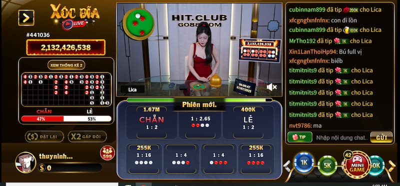 Live casino Vic88 cung cấp nhiều mức cược 